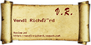 Vendl Richárd névjegykártya